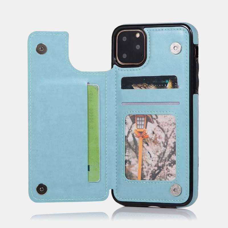 Phone Case Kickstand for iPhone with Card Holder Double Magnetic Clasp