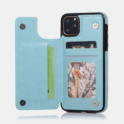 Phone Case Kickstand for iPhone with Card Holder Double Magnetic Clasp