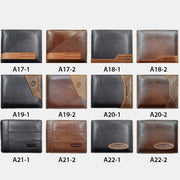 Mens Retro Bifold Short Roomy Leather Wallet Multi Style Optionals