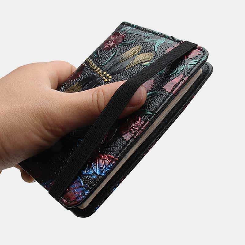 RFID Blocking Passport Vaccine Card Holder Retro Floral Leather Wallet