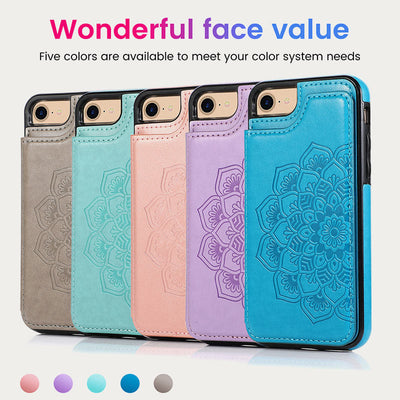 Phone Case For Daily Flower Pattern Magnetic Button Leather Case