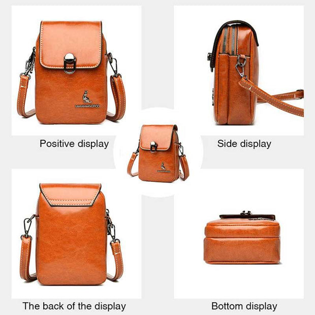 Vintage Genuine Leather Crossbody Phone Bag