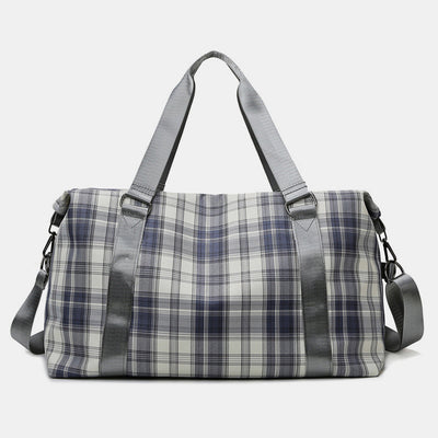 Large Capacity Waterproof Plaid Casual Fitness Travel Handbag