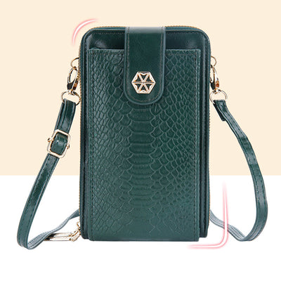 Solid Snakeskin Grain Phone Bag For Women Elegant Crossbody Wallet