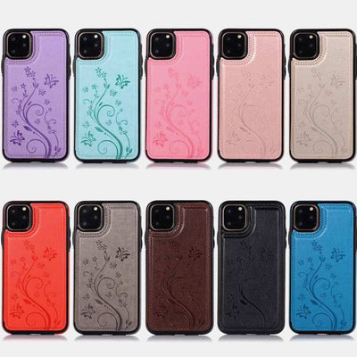 Phone Case Kickstand for iPhone with Card Holder Double Magnetic Clasp