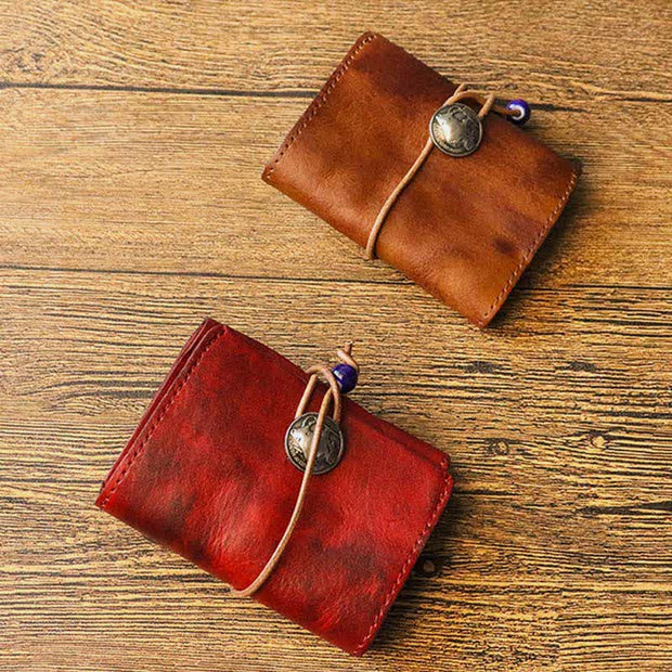 Retro Handmade Genuine Leather Card Holder Wallet for Men Women