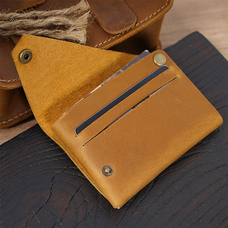 Retro Handmade Genuine Leather Card Holder Front Pocket Wallet Coin Purse