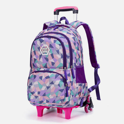 Rolling Wheels School Bag For Boys Girls Colorful Printing Backpack