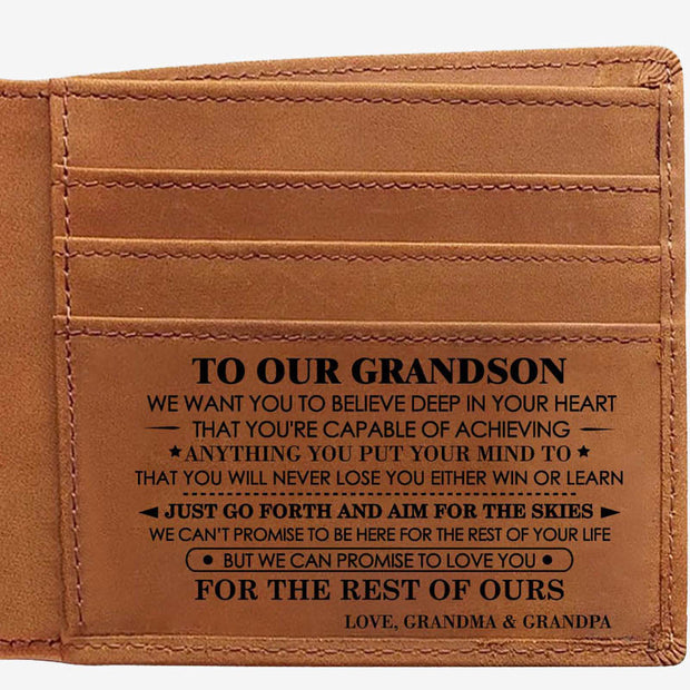 Thin Wallet For Family Laser Inscription Leather Purse Gift