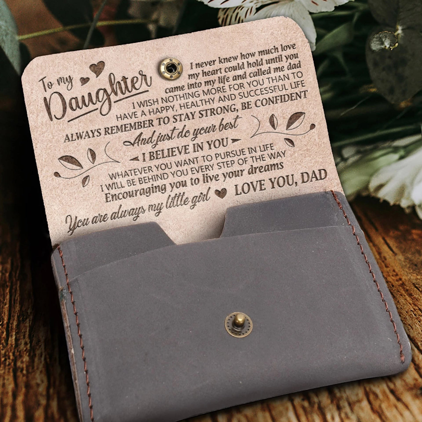 Clamshell Wallet Words Engrave Purse For Family Warm Gift