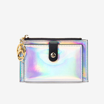 Iridescent Laser Minimalist Card Holder Coin Pouch Wallet for Women Girls