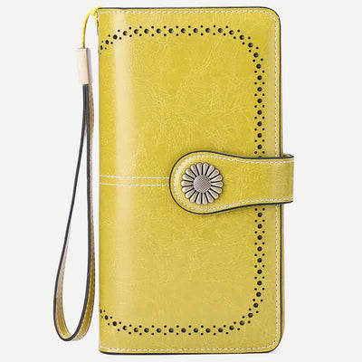 Women RFID Blocking Leather Wallet Multi-slot Credit Card Holder Clutch