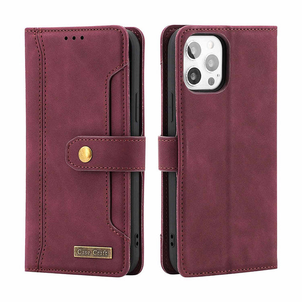 iPhone 13 12 11 Wallet Case Flip Magnetic PU Leather Cover with Kickstand Card Slot