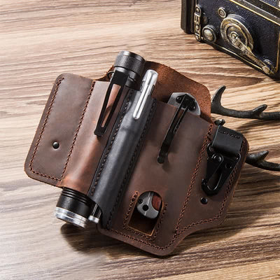 Multitool Leather Belt Sheath EDC Pocket Organizer Leatherman Sheath Pouch