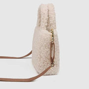 Small Plush Tote Bag for Women Fluffy Top-Handle Crossbody Handbag