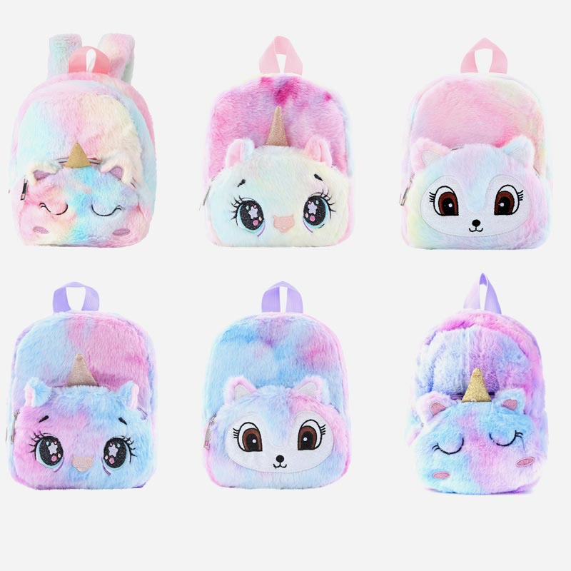 Backpack For Women Unicorn Furry Cute Cartoon Toddlers Kids Schoolbag