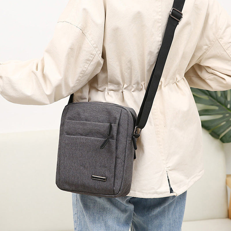 Lightweight Multi-Pocket Zipper Small Messenger Bag Casual Canvas Crossbody Purse