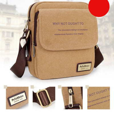 Men's Thicken Canvas Bag Durable Wide Strap Crossbody Shoulder Bag