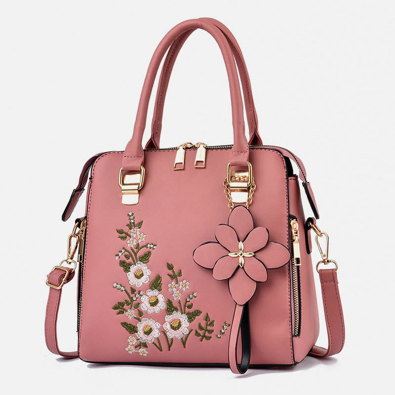 Floral Leather Handbag Women Outing Elegant Crossbody Bag