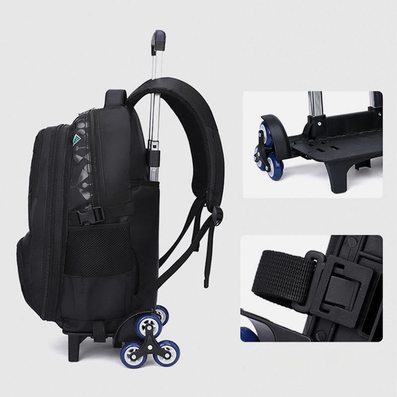 Rolling Wheels Backpack Multifunctional Travel Bookbag For Teens Students