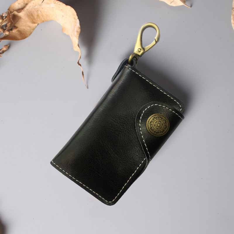 Multifunctional Leather Card Holder Ultra Thin Mini Key Ring Wallet