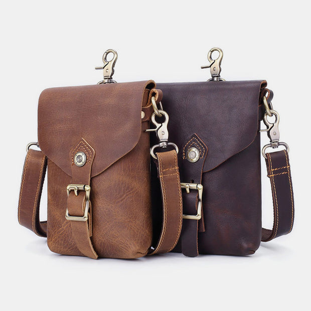 Retro Large Capacity Soft Genuine Leather Crossbody Bag