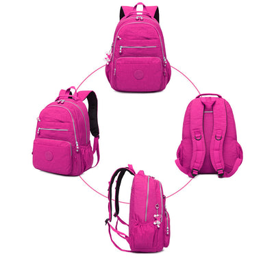 Women Waterproof Nylon Backpack Lightweight Sports Travel Daypack Packback Multi-Color Optionals