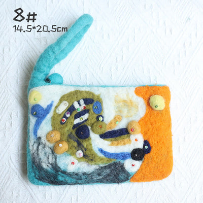 Wool Felt Coin Purse For Women Colorful Flower Cute Wallet