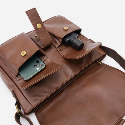 Messenger Bag for Men Classic Large Capacity PU Laptop Crossbody Bag