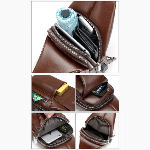 Multi-Compartment Wearing-Resisting Sling Bag with USB Charging Port