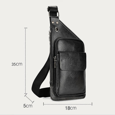 Sling Bag For Men Soft PU Leather Crossbody Chest Bag