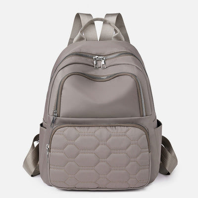 Quilted Nylon Backpack Stylish Solid Color Travel Daypack For Women