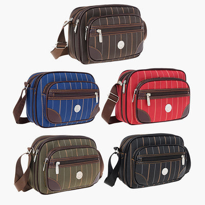 Triple Compartment Crossbody Bag Women Men Stripe Oxford Shoulder Bag