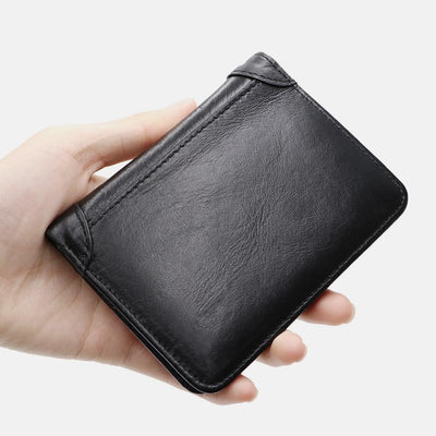 Large Capacity RFID Bifold Real Leather Wallet