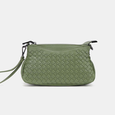 Stylish Woven Crossbody Bag With Wristlet