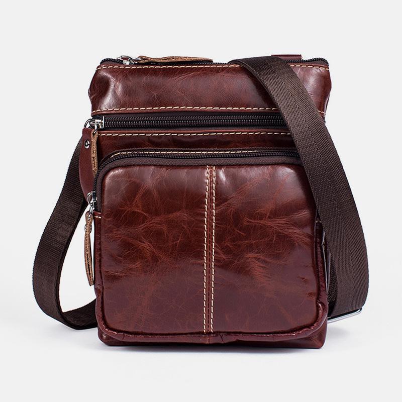 Genuine Leather Vintage Multi-function Crossbody Bag