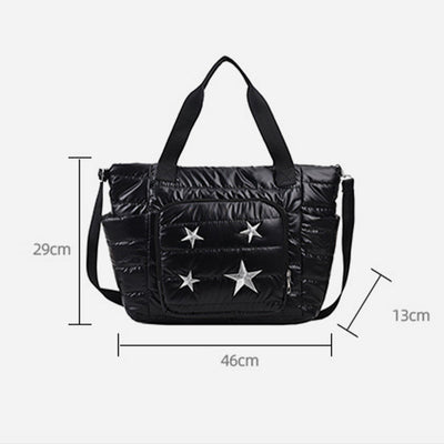 Down Tote For Women Winter Wide Strap Handbag Crossbody Bag