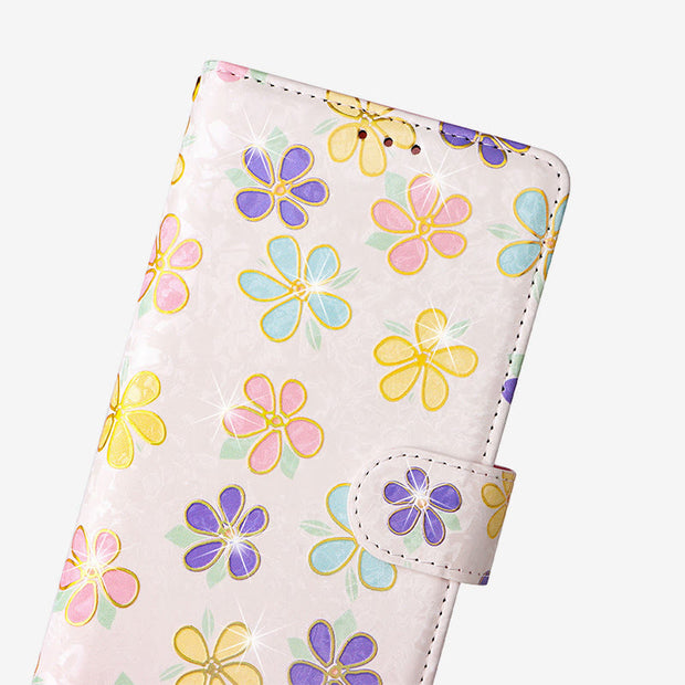 Colorful Floral Phone Case For Iphone Leather Clamshell Phone Bag