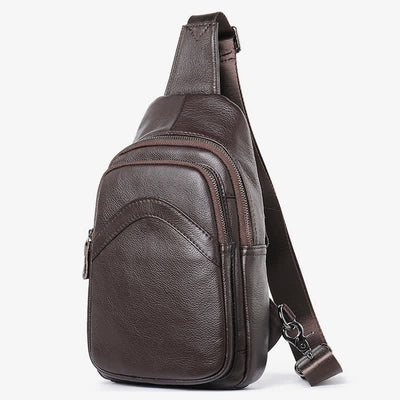 Leather Sling Bag Small Crossbody Backpack Shoulder Casual Daypack Rusksack