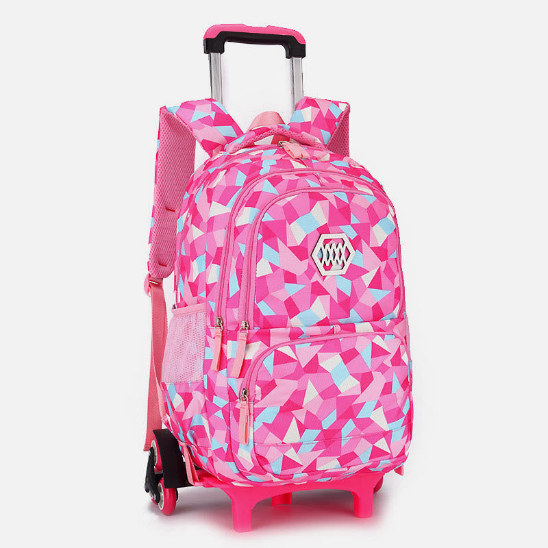 Rolling Wheels School Bag For Boys Girls Colorful Printing Backpack