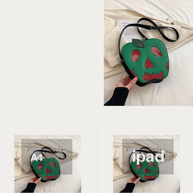 Halloween Crossbody Bag For Women Green Apple Skull Pattern Bag