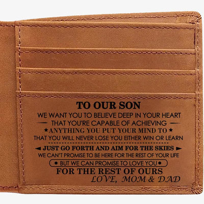 Thin Wallet For Family Laser Inscription Leather Purse Gift