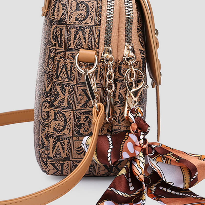 Phone Bag For Women Alphabetic Printing Ribbon Decoration Crossbody Bag