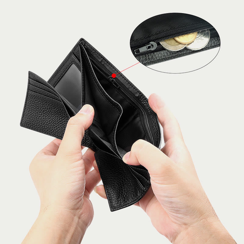 Leather Wallet For Men Anti Theft RFID Black Purse