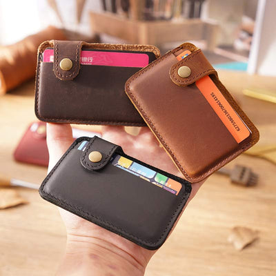 Snap Close Leather Card Holder