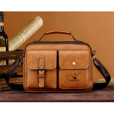 Mens Messenger Bag Waterproof Vintage Leather Briefcase Satchel Shoulder Bag