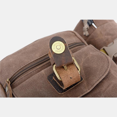 Canvas Belt Bag for Women Men Waist Bag Chest Bag with Bottle Pocket