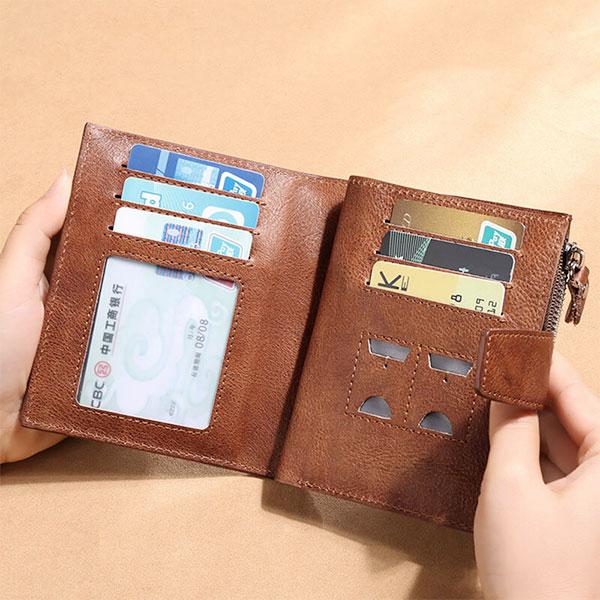 RFID Anti-Theft Multi-Card Slots Large Capacity Genuine Leather Wallet