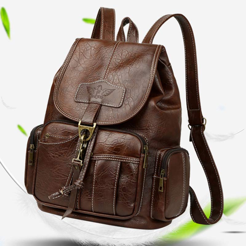 Vegan Leather Backpack for Women Vintage Ladies Girls Casual Daypack Purse