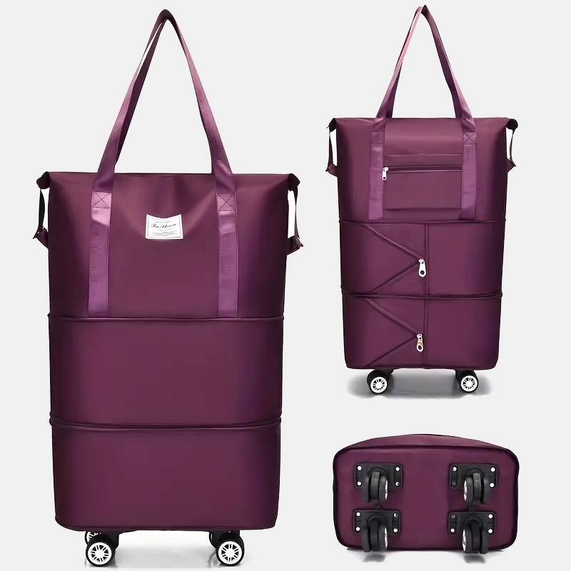 Expandable Rolling Duffel Bag with Detachable Wheels Large Shopping Tote Handbag Purses